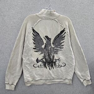 Calvin Klein Jeans Men Jacket Large Gray Griffin Stud Embroider Grommets Grunge